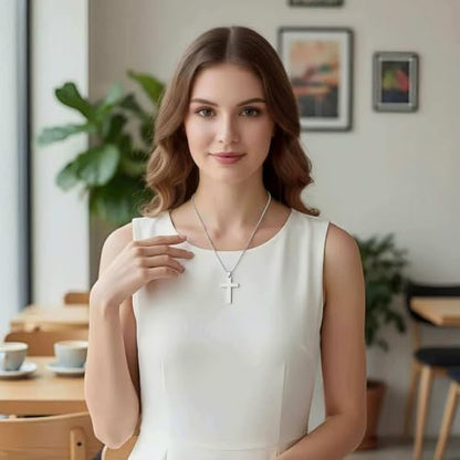 Stainless Steel Cross Necklace Unisex Box Chain 18-24in Faith Gift - size: 20"