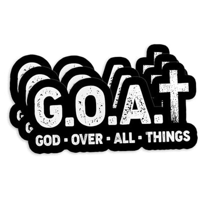 (3Pcs-2") Goat God Over All Things Stickers Inspirational Motivation Christian Faith Religious Bible Verse Waterproof Die-Cut Vinyl Sticker for Kindle, Laptop, Water Bottles Decal Gifts 2 Inches - size: 2x2"