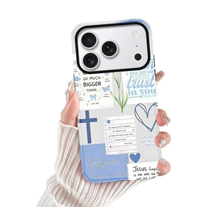 Cute Blue Jesus Christian Phone Case for iPhone 17 Pro 6.3'' - color: Blue, size: iPhone 17 Pro