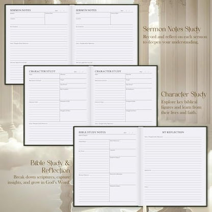 Lanpn Bible Study Guide Journals for Women with Tabs & Highlighters, Church Notes Taking Daily Devotional Journaling, Linen Bible Prayer Notebook Christian Religious Faith Based Gifts, Green - color: Green