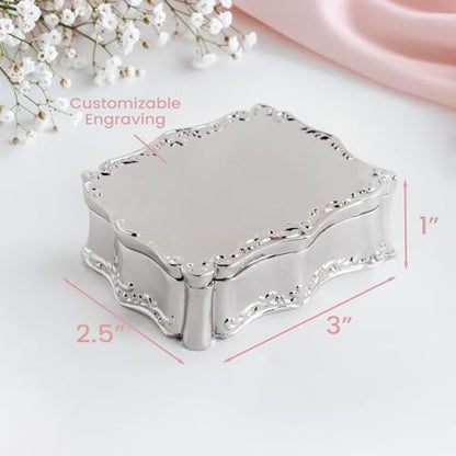 Cherished Moments Personalized Baby Dedication Rectangle Jewelry Box - color: Silver Dedication