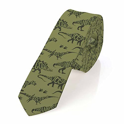 Black Dots Men's Neckties Retro Classic Circle Geometry Men's Tie for Mens Teens Business Work Casual Wedding Party - color: Green Dinosaurs