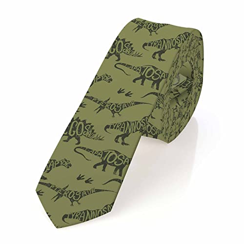 Black Dots Men's Neckties Retro Classic Circle Geometry Men's Tie for Mens Teens Business Work Casual Wedding Party - color: Green Dinosaurs