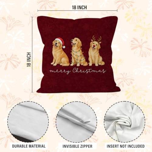 Christmas Golden Retriever Throw Pillow Covers 18x18 Home Decor - color: Golden Retriever