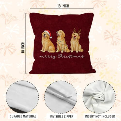 Christmas Golden Retriever Throw Pillow Covers 18x18 Home Decor - color: Golden Retriever