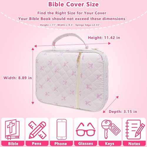 Bible Cover for Women (Little Pink Bow, Large-Bag Set) - color: B1 Little Pink Bow Set
