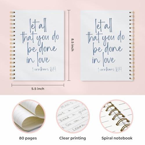 VONTP Christian Bible Verse Spiral Notebook Journal for Writing, 5.5x8.3 - color: G.Bible