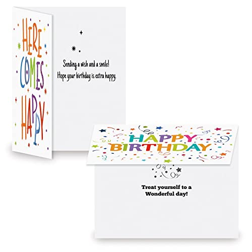 Current Confetti Fun Happy Birthday Greeting Card Set - Value Pack of 20 Cards With White Envelopes, 10 Designs, Large 5" x 7" Assortment - style: Confetti Fun