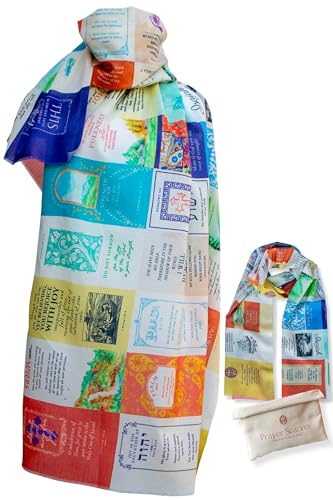 Joy Scripture Prayer Scarf for Women | Classic Shawl Christian Wrap, 24 Uplifting Bible Verses | Encouraging Christian Gift - color: 100% Cotton W/ Canvas Bag (28x79")