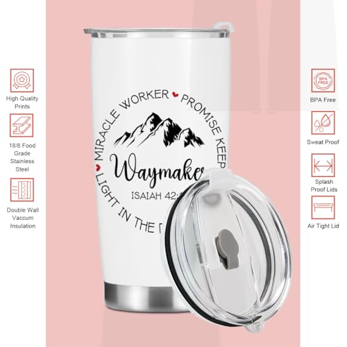 Christian Gifts for Women Men Her Tumbler, Inspirational Bible Verse Scripture Gifts Birthday Christmas, Faith Religious Coffee Mug Stainless Steel Vacuum Insulated Double Wall Travel Cup with Lid - color: Waymaker 1225