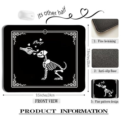 Funny Black Gothic Dog Skeleton Mouse Pad, Gifts for Anniversary Couples Mouse Pads for Wireless Mouse Computers Laptop Desk Accessories, Gothic Office Supplies, 9.5x7.9 Inch - color: colour 3