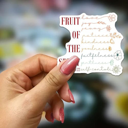 Fruit of The Spirit Sticker 3Pcs Decals Vinyl Waterproof - Journaling Christian Floral Bible Verse Quote Sticker for Water Bottles, Phone Laptop - color: Holo Spirit