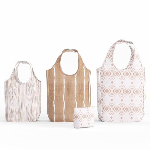 Pure Sage Reusable Grocery Bag - Stylish Shopping Bags for Groceries - Foldable Tote Bag - color: Natural