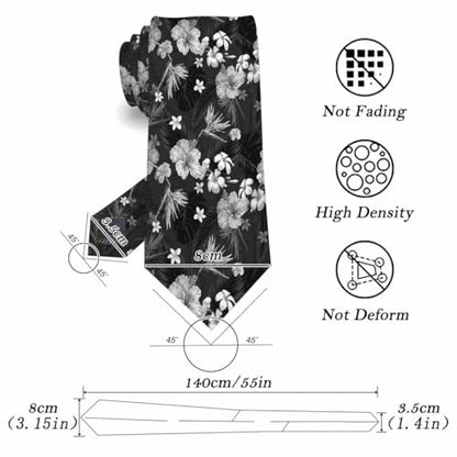 funny Ties for Men Business Novelty Men's Neckties for Festival Holiday Party Valentine's Day Wedding Christmas - color: Tropical Hibiscus Flowers