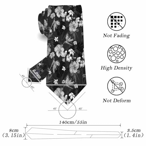 funny Ties for Men Business Novelty Men's Neckties for Festival Holiday Party Valentine's Day Wedding Christmas - color: Tropical Hibiscus Flowers