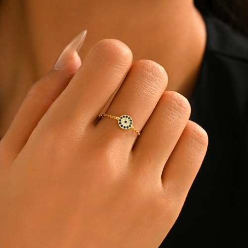 925 Sterling Silver Adjustable Link Chain Rings for Women Daughter - color: Style 7-Gold
