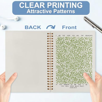 Green Botanical Christian Notebook Journal, 5.5x8.3 - color: white-Green Botanical