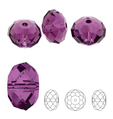 24pcs Adabele Austrian 6mm Faceted Rondelle Crystal Beads Amethyst - color: Amethyst, size: 4mm x 6mm - 24pcs