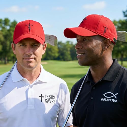Christian Faith Cross Hats, Embroidered Baseball Caps for Men & Women - color: Red