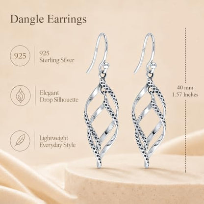 Charmsy 925 Sterling Silver Double Twisted Infinity Dangle Earrings for Women | Linear Marquise Large Loops Classic Infinity Drop Dangle Earrings - color: Antique Infinity