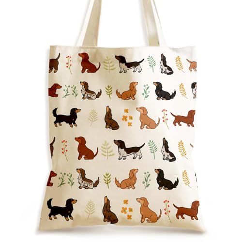 Aesthetics Canvas Tote Bag - Art Design Gift for Women, Reusable Purse Tote Bag with Inner Zip Pocket - style: Dachshund