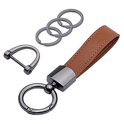 Wisdompro Genuine Leather Car Keychain, Universal Key Fob Keychain - color: Brown
