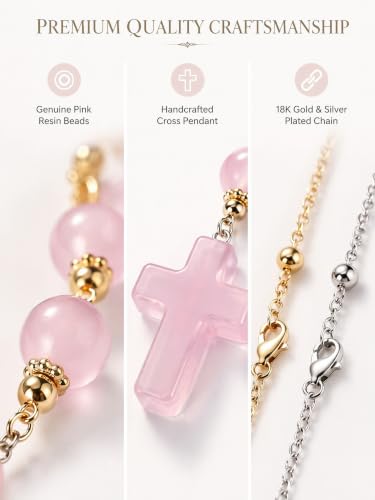 Pink Religious Cross Car Charm for Women (Cross-Pink)