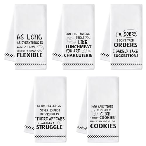 R HORSE Funny Saying Kitchen Dish Towels - 5Pcs Adult Sarcasm Cleaning Dishcloth Humor Sarcasm Word Absorbent Bar Quick Dry Hand Towel Tea Towels Birthday for Women Men Housewarming Decor - color: Funny Saying