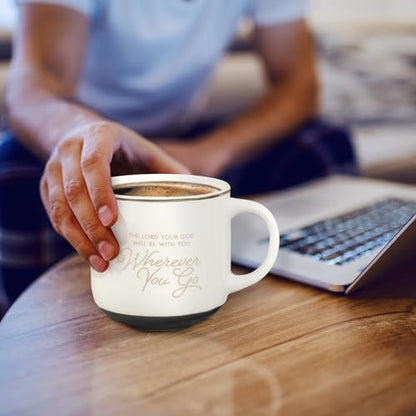 Christian Art Gifts Large Ceramic Coffee & Tea Mug for Men & Women - color: White & Gold/Wherever You Go, size: 14 Ounces