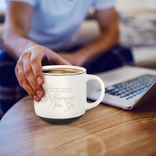 Christian Art Gifts Large Ceramic Coffee & Tea Mug for Men & Women - color: White & Gold/Wherever You Go, size: 14 Ounces