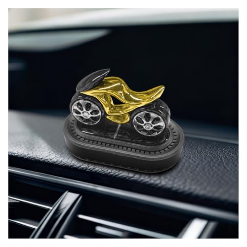 Craedli Solar Powered Diffuser Car Dashboard Decoration, Rotating Motorcycle Design Auto Center Console Ornament with Diffuser Base, Refillable Car Interior Decoration for Home, Office (Black) - color: Black