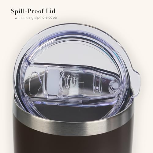 Christian Art Gifts Large Insulated Stainless Steel Vacuum Sealed Travel Mug Tumbler for Men & Women: Amazing Grace Crown of Thorns Design, Leak-Proof Retractable Lid, All Day Hot/Cold, Brown, 18 oz. - color: Brown Crown of Thorns/Amazing Grace