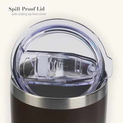 Christian Art Gifts Large Insulated Stainless Steel Travel Mug: Amazing Grace Crown of Thorns Design, Leak-Proof Retractable Lid, All Day Hot/Cold, Brown, 18 oz. - color: Brown Crown of Thorns/Amazing Grace