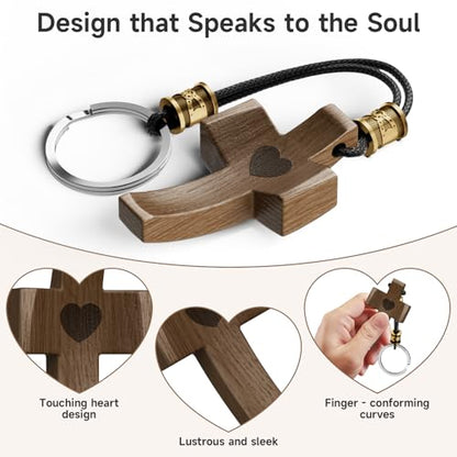 Wooden Cross Keychain, Cross My Heart, Cross Fidget Wood