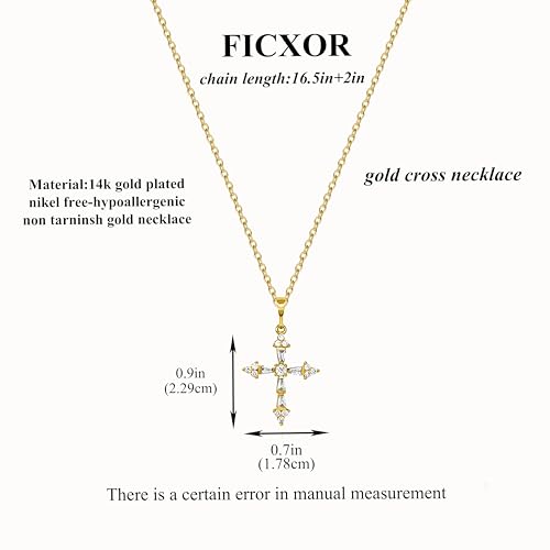 Cross Necklace for Women,Dainty 14k Gold Plated Pendant Necklaces - color: Gold-8
