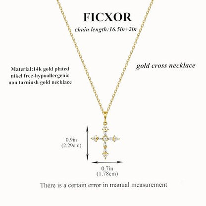 Cross Necklace for Women,Dainty 14k Gold Plated Pendant Necklaces - color: Gold-8
