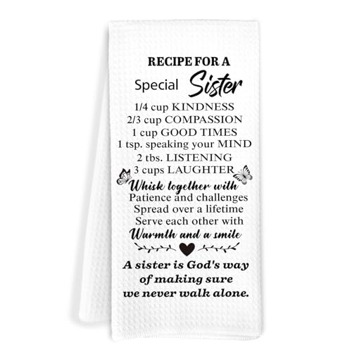 Sister Gifts Kitchen Towels, Recipe for a Special Sis Decorative Hand Tea Towels for Bathroom, Sister Gifts for Christmas Birthday Dish Towel Dishcloth, 16x24 Inch - color: Sister Gifts