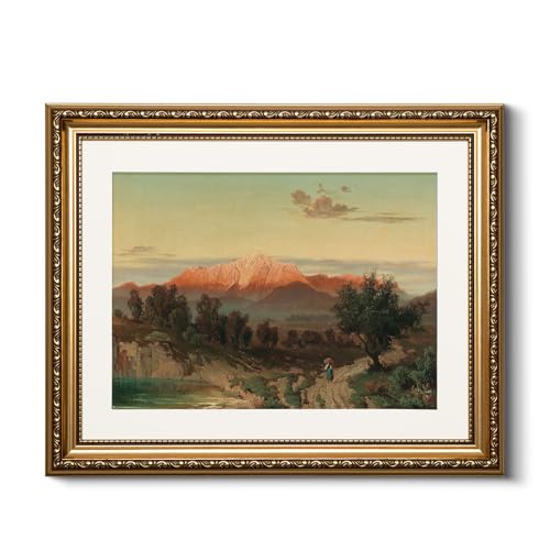 HUARCEY Vintage Gold Framed Golden Mountain Canvas Wall Art 13x16 Inch - color: Golden Mountain Under the Sun, size: 16"L x 13"W