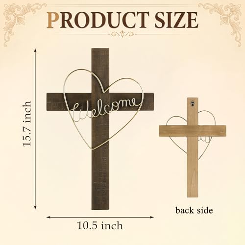 NIKKY HOME Wall Cross, Wooden Wall Cross Decor with Welcome - color: Gold