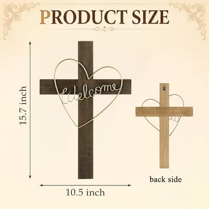 NIKKY HOME Wall Cross, Wooden Wall Cross Decor with Welcome - color: Gold