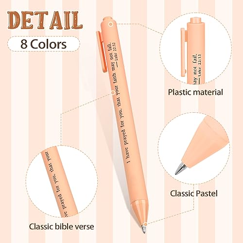 Cholemy 50 Pcs Bible Verse Pens Bulk Christian Pens Black Ink, Pastel - color: Pastel