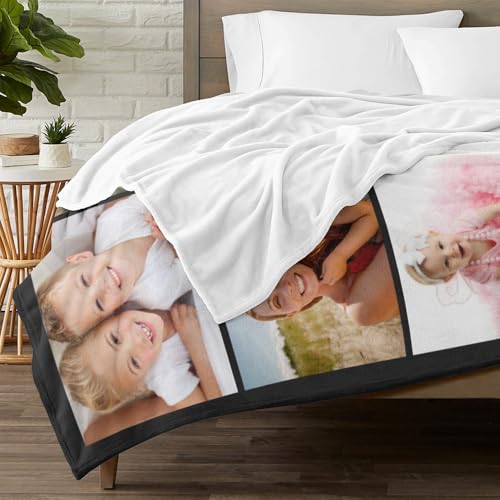 inkArts Custom Blanket with Photo, Personalized Blanket, Customized Photo Blankets, Customizable Picture Blankets, Personalized Photo Gifts for Mom Baby Kid Family Pet - color: 8 Photos