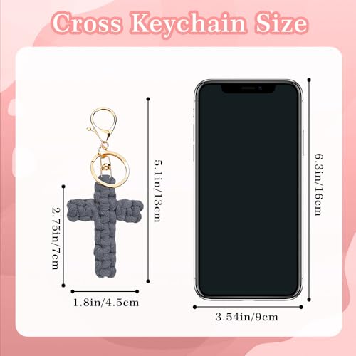 Knit Cross keychain Christian Gifts for Women Men Religious Gifts Bohe Backpack Charms Christian Keychain - color: Grey