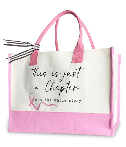 Aesthetic Canvas Tote Bag for Women Girls, Large Tote Bag for Friends Colleagues Leader Manager, 17 x 11.8 x 7 inches - color: Breast Cancer