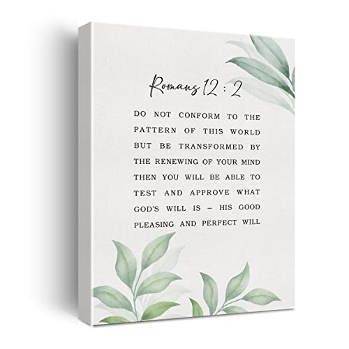 Bible Verse Canvas Print Decor Do Not Conform to the Pattern of This World Romans 12 : 2 Wall Painting Posters Artwork 12”X15”Modern Home Office Decoration (Framed) - color: Romans 12 : 2