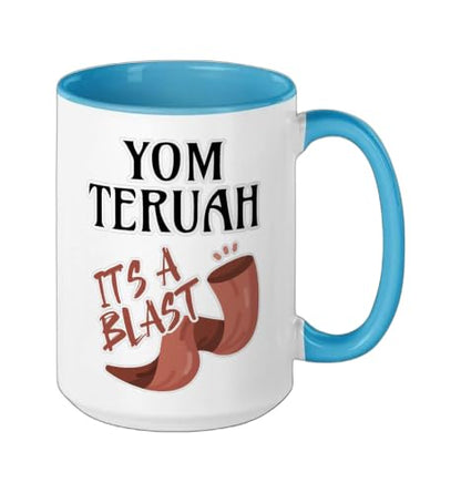 Yom Teruah It's a Bang Ceramic Mug, Blue/White, 15oz - color: Blue/White, size: 15 Ounces