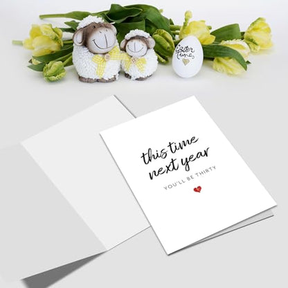 Funny 29th Birthday Card for Men Women, 29 Years Old Birthday Card for Him Her, 29th Bday Card for Friend Son Daughter, This Time Next Year You'll Be Thirty - color: #12