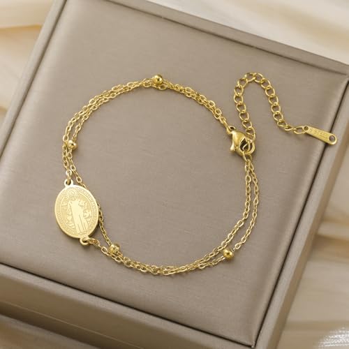 VASSAGO Saint Benedict Medal Bracelet Medalla De San Benito - color: Gold2