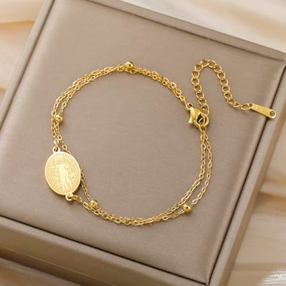 VASSAGO Saint Benedict Medal Bracelet Medalla De San Benito - color: Gold2