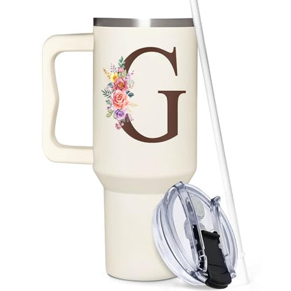 Personalized Mothers Day Gifts, Personalized Gifts for Women, Custom Mother's Day, Birthday Gift For Grandma, Mom, Wife, Friend, Sister, Coworker, Monogrammed Tumbler 40oz with Lid and Straw - color: G